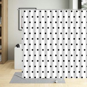 Shower Curtains Pattern Color Polka Dots Abstract Hand Drawn White Circle Curtain Waterproof Polyester Fabric Bath Home Decor