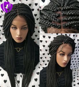 Fully Hand Braided Handmade Braid Wig Lace Front Wigs blackbrownblonde ombre color box braids with baby hair for africa women8492281