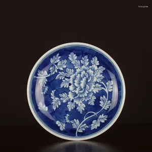 Tazze di piattino kangxi blu e bianco plum padella piccola piastra jingdezhen antica collezione manuale ceramica