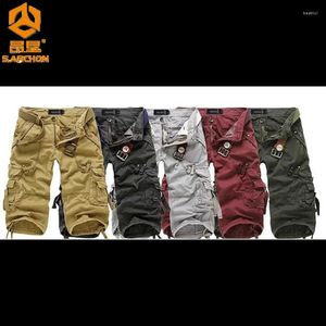 Men's Shorts Men Cotton Cargo Multi-Pockets Loose Solid Color Tactical Outdoor Hiking Camping Pants Military Mens