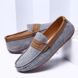 Casual Schuhe Modelmänner Splitte Leder Moccasin gelbblau männlicher formaler Outdoor -Business Officer Walking Sladers Fahrer Fahrer