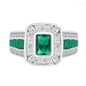 Clusterringe S925 Silber Schatz Weißer Diamant Green Classic Square Jade Ring Mutter Blei Stein 5 7 Hochzeit