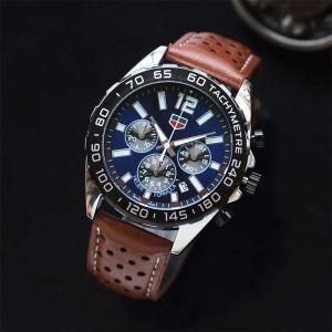 Hochwertige Luxusmarke Tog Tag F1 -Serie Herren Watch Business Leder Belt Luminous Sapphire Automatische Quarz Designer Bewegung Man Uhren Chronograph