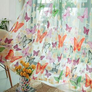 Butterfly Curtains Printing Curtain Washable Light Filtering Rod Pocket Top Drapes For Living Room 39.37x78.74 Inch Bedroom
