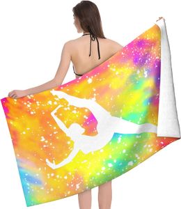 TIY Dye Ballet Ginástica Girl Microfiber Beach Towels Oversize Soft absorvente Toalhas de praia de viagem rápida para crianças adultos