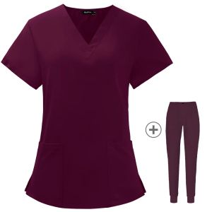 Mulheres Scrubs Sets Acessórios de enfermagem uniformes médicos clínica odontológica da sala de operações de animais de operações de animais de trabalho Tops