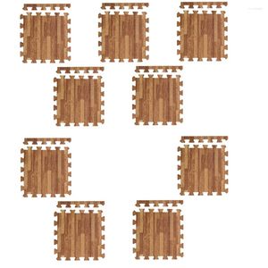 Tapetes Conjunto de 10pieces Wood Grain Floor Folas de espuma Tiles de piso de bloqueio com bordas