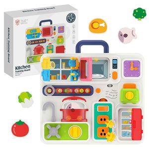 Montessori Kitchen Electronic Busy Board Learning Toys With Light Sound Kitchen Games Sensory Thinking Training Educational Toys