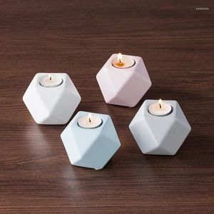 Candle Holders Candlestick Nordic Ceramic Holder Creative Retro Ins Dekoracja domu Geometria Małe ozdoby sztuki
