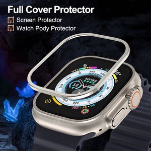 Tempered Glass for Apple Watch Ultra 49mm Screen Protector Titanium alloy Metal Protective frame IWatch Series Ultra Accessories