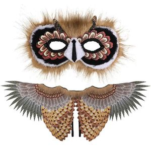 1 Set Owl Wings Mask Animal Owl Kostüm Set Bühne Performance -Requisite Kinderspielzeug Party bevorzugt Bird Owl Party Cosplay Kostüm Requisiten 240328