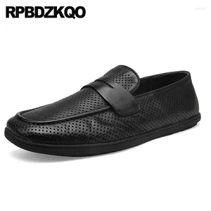 Casual Shoes Celebrity Slip On Men Flats Moccasins Loafers Square Toe Hole Soft Sole Comfortable Italian Office Driving Cow Leather