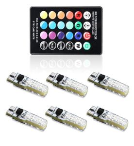 6 x RGB LED T10 W5W Bulbs di auto con telecomando 194 168 501 Lampada LED RGBW Lettura Luci a cuneo Strobo 12v Silicone 5050SMD4941415