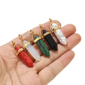 3pcs Natural Gemstone Bullet Shape Cura pontiaguda Chakra BEADS CRISTAL Quartz Stone Charms Pingents for Girls Collection Making