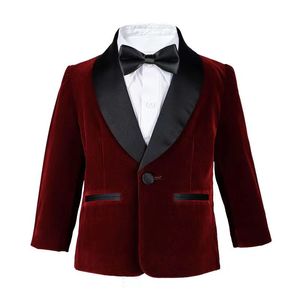 Çocuk Noel kadife takım elbise seti resmi çocuk parti düğün yakışıklı piyano ev sahibi performans kostüm çocuklar blazer pantolon bowtie