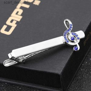 Clipes de empate g major tie clip music Note azul cristal cubos clipes de punhos de punho de cortes de tie byring clipe hight pitch music neectie houst clets y240411