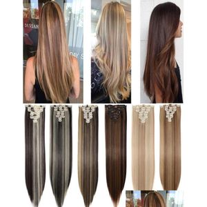 Peças de cabelo s-noilita sintética 8pcs/conjunto 18clips clipe em extensões de extensão longa para mulheres 2102175529000 entrega de gota de gotas Otzkl