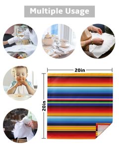 Colorful Mexican Stripes Table Napkin for Wedding Party Napkin Printed Placemat Tea Towels for Kitchen Dining Table