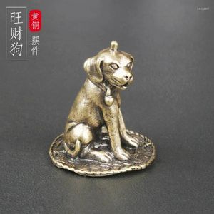 Halsbandörhängen Set Solid mässing Wangcai Dog Tabletop Ornament of the Tolve Zodiac Animals Town Paper Crafts Tea Pet Decorations Old Age