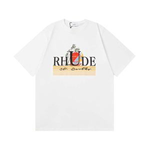 럭셔리 브랜드 Rhude 셔츠 패션 T 셔츠 Mens 디자이너 T 셔츠 남자 캐주얼 상단 짧은 슬리브 고품질 캐주얼 Tshirts mens 티 야외 레저 남성 Tshirts designe