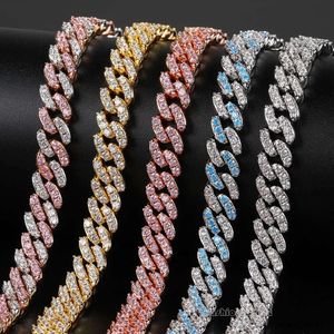Iced Out Cuban Link Chain White Gold Filled Choker Halsband Tjock Miami Hip Hop Jewelry Basic For Mens Women