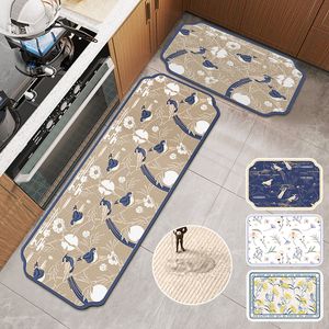 Non-Slip Kitchen Floor Mats Floral Printed Bathroom Kitchen Long Rugs Bathroom Bedroom Hallway Area Carpet Doormats Home Decor