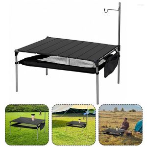 Camp Furniture Camping Aluminum Alloy Table Portable Grill Ultralight Folding Compact Beach With Light Pole For Picnic BBQ RV