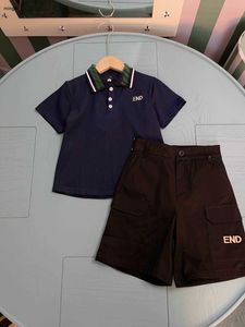 Märke barn designer kläder broderade logotyp baby spårdräkter storlek 90-150 cm polo skjorta och stora fickarbeten shorts 24 aprril