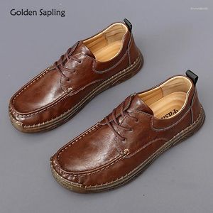 Casual Shoes Golden Sapling Classics Herren Retro Leder Flats Fashion Party für Männer Freizeitgeschäft flache männliche Mokassins