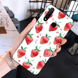 Söta jordgubbsblommor Telefonfodral för Huawei Mate 40 30 20 10 Pro Lite Nova 9 8 5T Y7P Y7 Mjuk svart telefonomslag