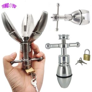 Stainless Steel Anal Dilator Ass Expanding Chastity Device Butt Plug Lock Anus sexy Toys For Women Men Couples Adult Supply