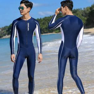Swimwear Mens Onepiece Swimsuit Professional Training Large Size Longsleeved Pants Sunscreen Diving Suit Quickdrying Snorkeling Suit