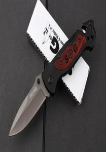 SOG 36チタン戦術折りたきナイフ3CR13 55HRCウッドハンドル屋外ハイキングハンティングサバイバルポケットミリタリーユーティリティEDCツールC2644635