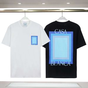 Casablanca Summer New Square Gradient Letter Impresso Camiseta de manga curta pura de algodão