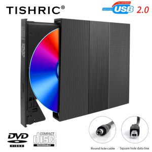 Drives Tishric USB Slim CD Externo DVD player Optical Drive Reader de alta velocidade unidade óptica externa para laptop para PC Desktop