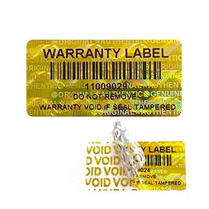 3x1.5cm Tamper Proof Stickers with bar Code Gold holographic Warranty Seal Hologram Security Labels with Unique Serial Number 240411