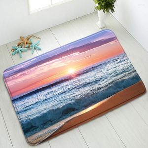 Badmattor Ocean Scenery Non-Slip Mat Palm Tree Plant Indoor Floor Bedroom Kitchen Doormat Absorberande Foot Pad Washable Home Carpet