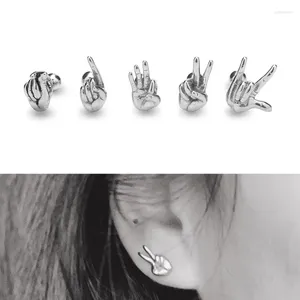 Bolzenohrringe 1PC Ohrstock 316L Titanium Stahl Kühle Hände Geste Piercing Schmuck antiallergisch hochwertige Männer Frauen Frauen