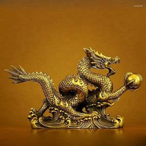 Dekorativa figurer Mässing Chinese Feng Shui Dragon Statue Decor Home Office Guld TABLEBED PRODACESS FÖR REKTID OCH SUCCESS GRACKLIGA GENTER