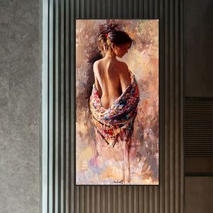Spanish Formalistic Painter Semi Naked Woman Beauty Oil Painting Canvas Painting Poster and Print Wall Art Pictures Home Decor