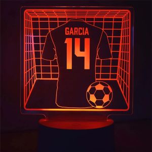 Personalized Sports Jersey LED Night Light Custom Basketball/Soccer/Baseball/Hockey/Rugby/Tennis Player Number Name RGB 3D Lamp