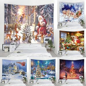 タペストリーズクリスマスの家の装飾タペストリーウォールハングサンタクロースアートデコレーション背景布リビングルーム