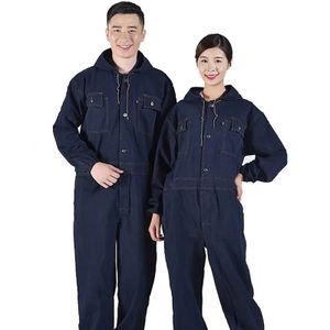 Women Men Fashion Rompers Spring And Autumn Denim Long Sleeve Loose Long Trousers Playsuits Workwear Hoodies Drawstring Jumpsuit 240411