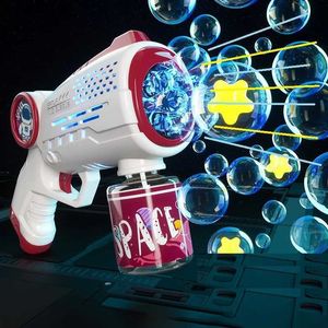 Sand Play Water Fun Bubbles Gun Soap Bubble Machine Electric Space Launcher Childrens Day Gifts Full Automatic Bubbles With Light Rackpack Kids Toy L47