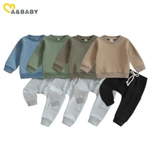 Calças mababy 03y recém -nascido bebê criança bebê menino roupas de menina conjuntos de mangas compridas calças calças casuais no outono springfits tracksuit