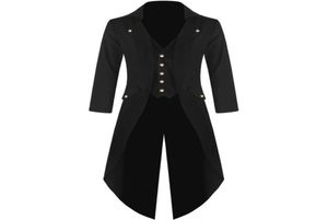 Men039s Suits Blazers Tuxedo Dress Men Classic Black Shiny Lapel Tail Coat Wedding Groom Stage Singer Punk Vintage Tails8964395