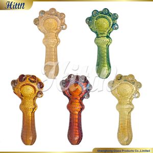 Mini Spoon Hand Pipe Bubble Trap With Silver Fumed Handblåst glas Vackert vatten Bong Tobaksrökande rör 3,9 tum Handpipe 2024 NYTT