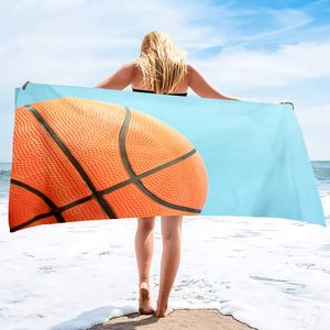 Basketbol büyük plaj havlusu, yumuşak ve hızlı kuru büyük boy banyo, spor kızlar için yumuşak mikrofiber gençler yetişkinler erkekler erkekler