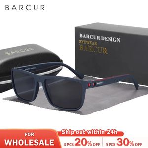 BARCUR Design TR90 Sunglasses Men Polarized Light Weight Sports Sun Glasses Women Eyewear Accessory Oculos UVAB Protection 240410