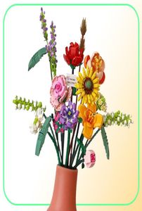 Fomantische Blumenstrauß Build Block Ziegel Anime Figur Spielzeug Freunde Pricness Kit Set Geschenk für Freunden Simulation Rose351o4308033